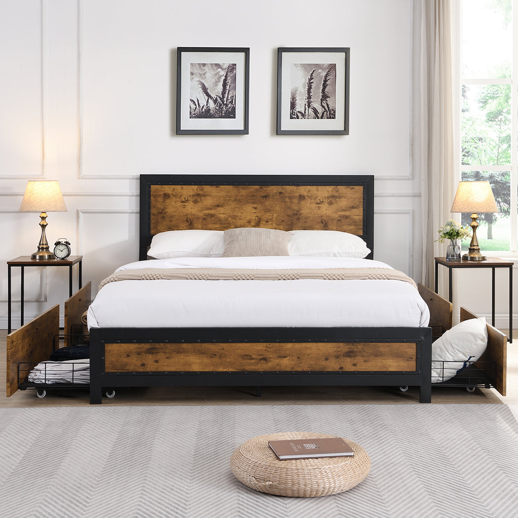Levede Metal Bed Frame Double Mattress-2006733227032711175