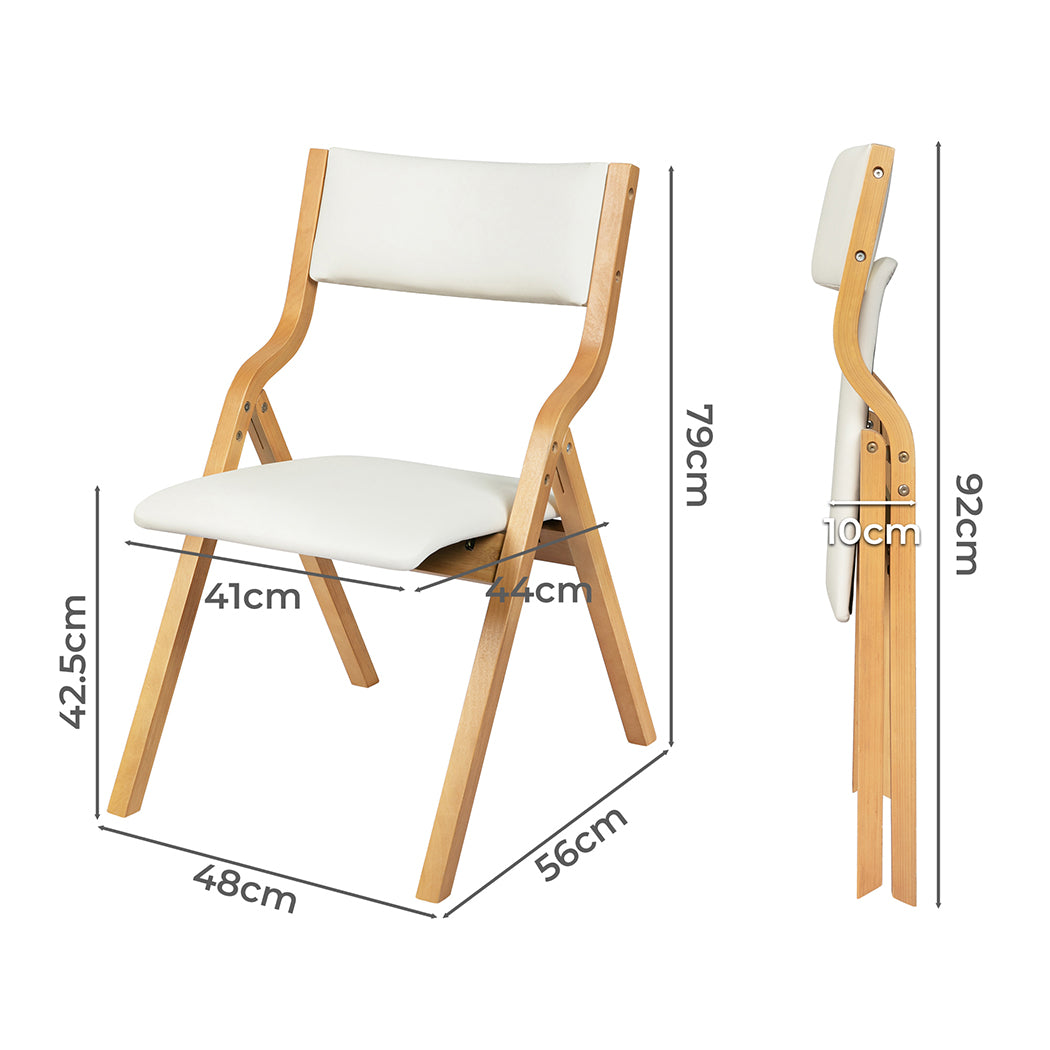 Levede 6x Dining Chairs Foldable PU Beige-2006732727960866818