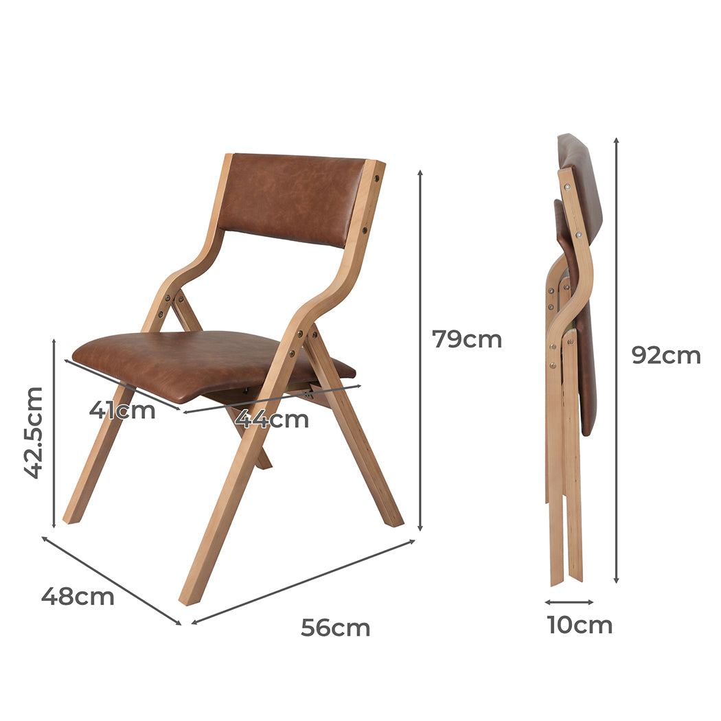 Levede 8x Dining Chairs Foldable PU Tan-2018816930617626626