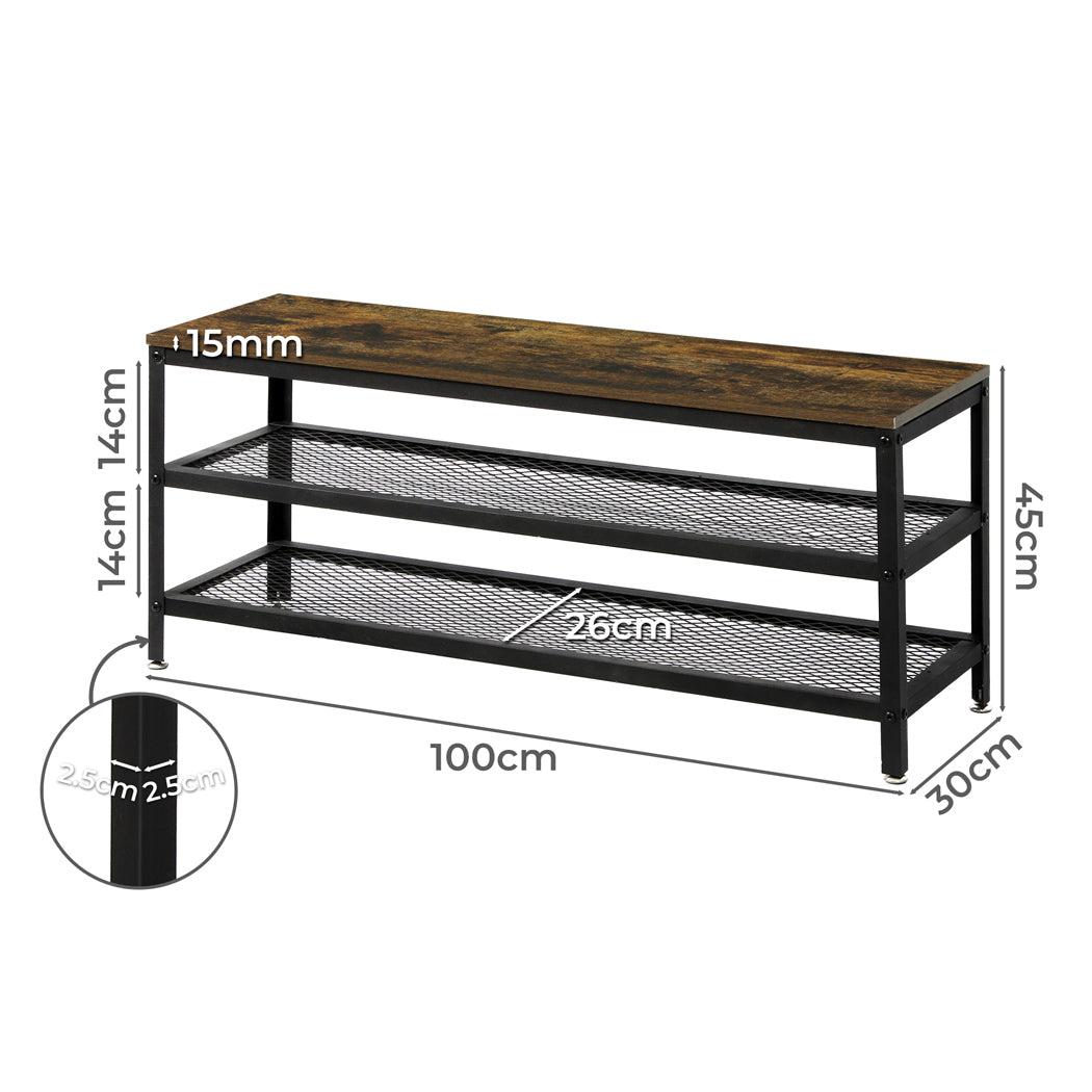 Levede 3-Tier Shoe Rack Bench 100cm-2018816853186580482