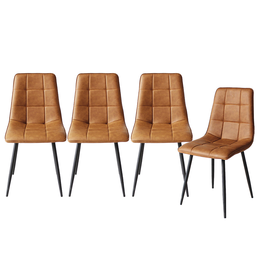 Levede 4x Dining Chairs Kitchen Chair Brown Faux Leather-2018816919456583680