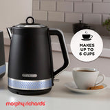 Morphy Richards 1.7L Illumination Jug Kettle - Black - Close-Up Angle