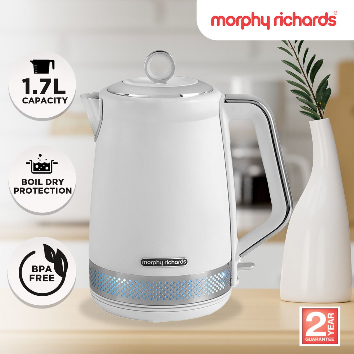 Morphy Richards 1.7L Illumination Jug Kettle - White