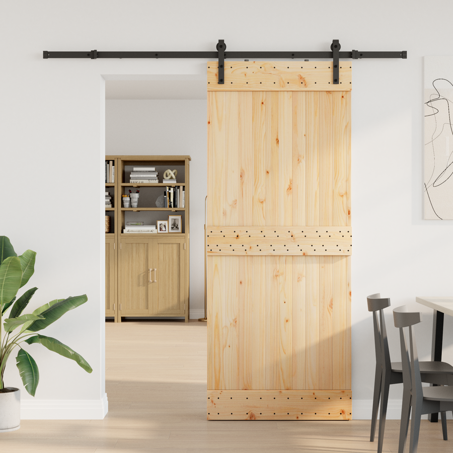 Sliding Door NARVIK Natural and Black 85 x 210 cm (213.5 cm)