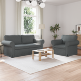 Sofa Set 2 pcs Dark Grey Fabric - Front View