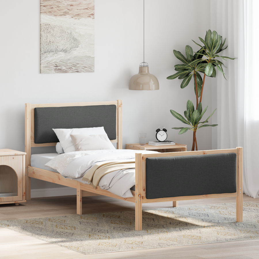 Bed Frame with Headboard Dark Grey 90 x 190 cm Fabric
