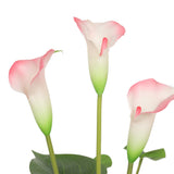 Artificial Flowering White & Pink Peace Lily / Calla Lily Plant 50cm - Side View