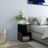 Bedside Cabinets 2 pcs Black 35x35x55 cm Engineered Wood - Front View