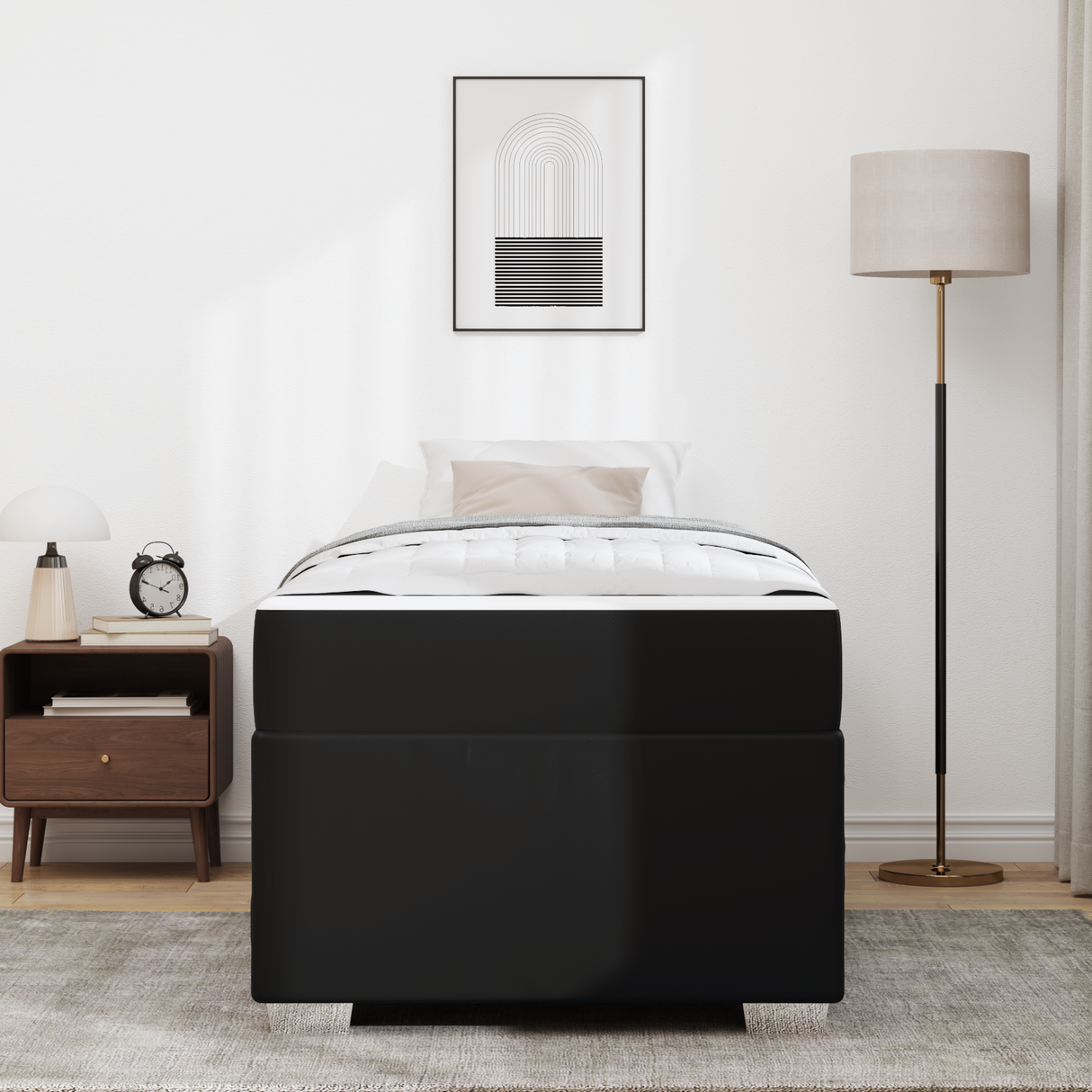 Bed Frame with Mattress Black 90 x 190 cm Fabric