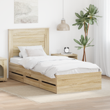 Bed Frame with Drawer Sonoma Oak 90 x 190 cm Engineered Wood - Front View