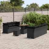 Garden Sofa Set with Cushion with Storage Manual 10 pcs Black - Side View