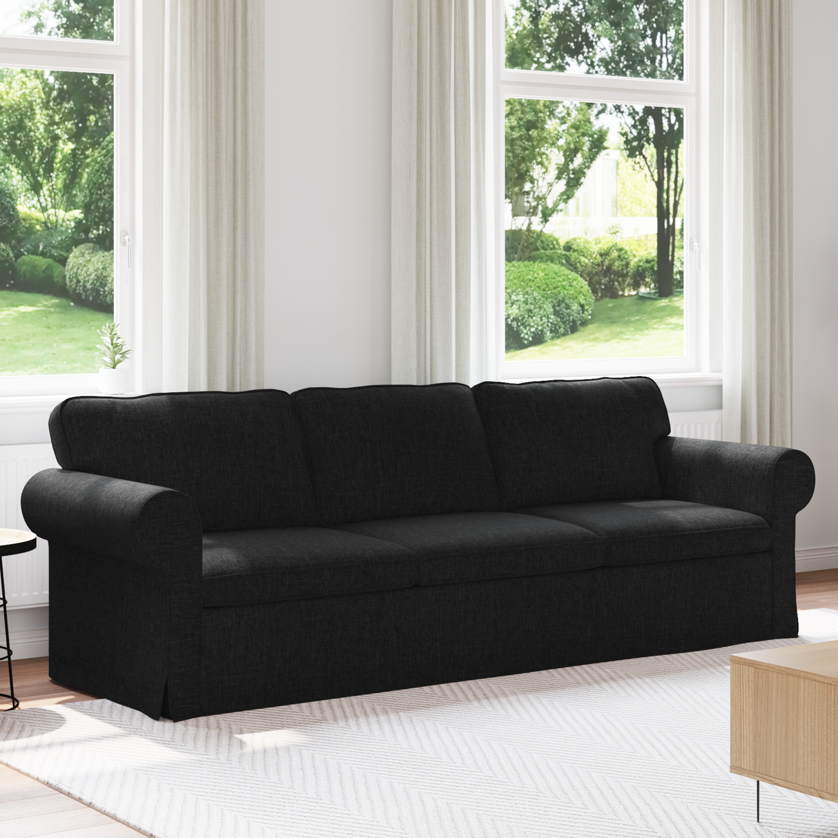 Sofa Black 245 x 82 x 80 cm Fabric