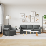 Sofa Set 2 pcs Dark Grey 215 x 82 x 80 cm Fabric - Side View