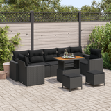 Garden Sofa Set with Cushion 13 pcs Black Poly Rattan - Front View