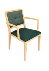 Handrix Dining Chair Stackable. Faux Leather Seat. Backrest in green fabric