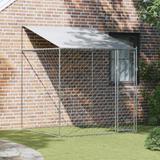 Dog Cage with Roof Silver 200 x 200 x 258 cm Steel and PE - Front View