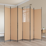 6-Panel Room Divider Beige 300 x 200 cm Fabric - Front View