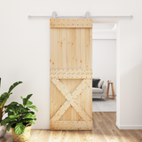 Sliding Door Natural and White 80 x 210 cm Solid Pine Wood