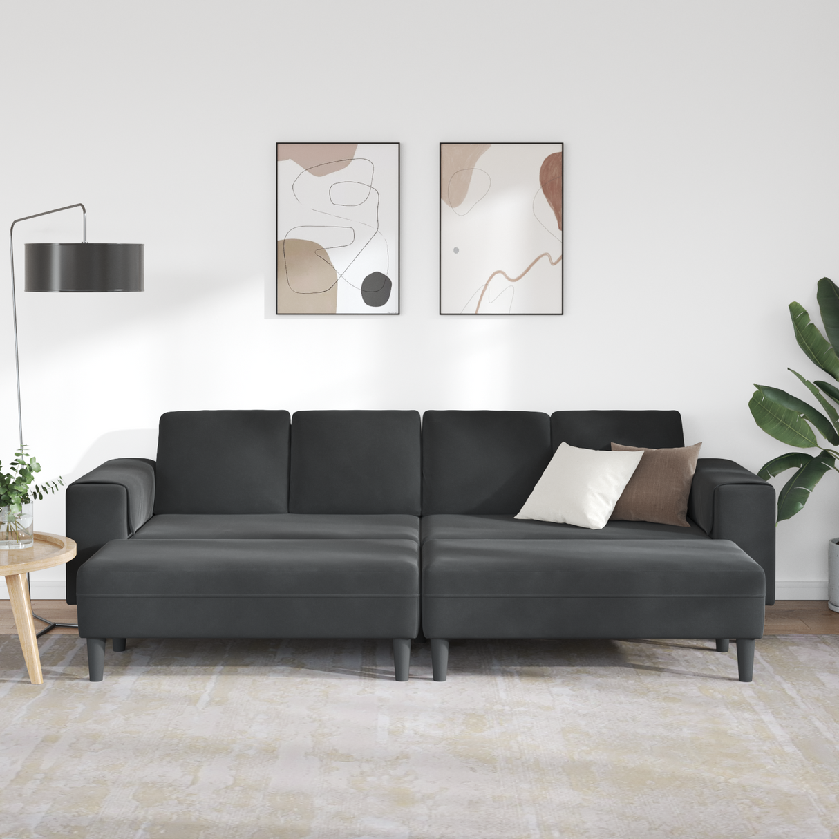 Living Room Couch 3 pcs Black 250 x 188 x 76 cm