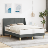 Bed Frame with Headboard Dark Grey 153 x 203 cm Fabric