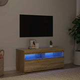 TV Cabinet with LED Lights Sonoma Oak 90x35x40 cm - Front View