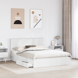 Storage Bed with Headboard White 150 x 200 cm Engineered Wood