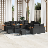 Garden Sofa Set with Cushion 17 pcs Black Poly Rattan
