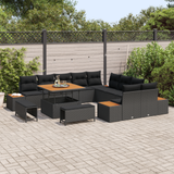 Garden Sofa Set with Cushion 13 pcs Black - Side View