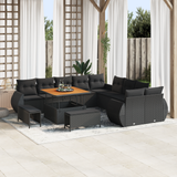 Garden Sofa Set with Cushion with Storage 13 pcs Black - Front View