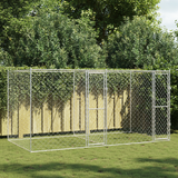 Dog Cage Silver 400 x 200 x 200 cm Galvanised Steel - Front View