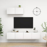 TV Cabinets 3 pcs White Engineered Wood - Front View