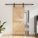 Sliding Door 85 x 210 cm Solid Pine Wood (Untreated) - Front View