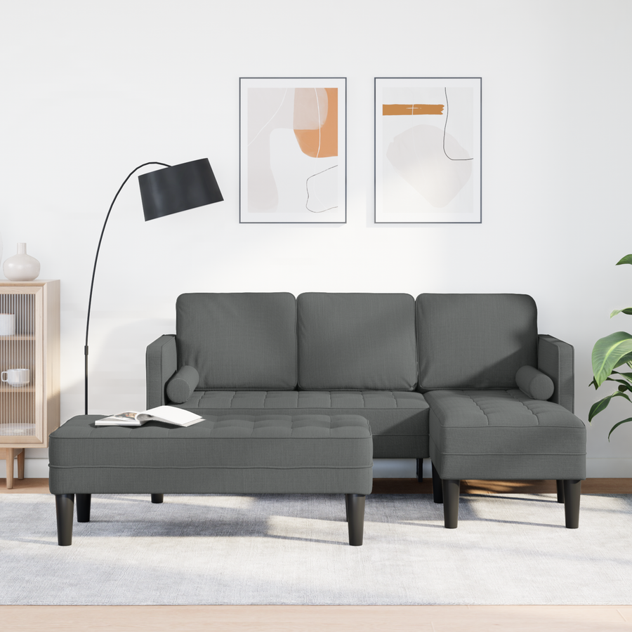 Sofa Set 2 pcs Dark Grey Polyester