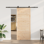 Sliding Door 80 x 208 cm Solid Pine Wood Natural