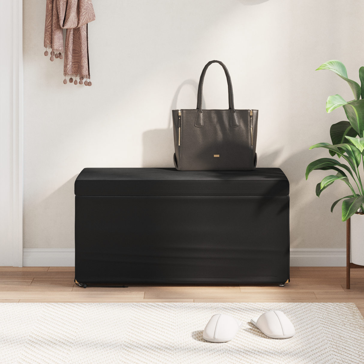 Stool Black 81 x 41 x 40 cm Velvet and Engineered Wood