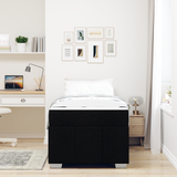 Bed Frame with Mattress Black 90 x 190 cm Fabric - Side View