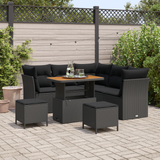 Garden Sofa Set 8 pcs Black Poly rattan and powder-coated steel - Front View