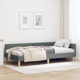 Corner Bed Frame with Headboard Dark Grey 90 x 190 cm Fabric - Front View