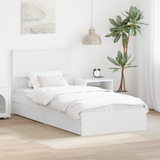 Storage Bed with Headboard White 90 x 190 cm Engineered Wood - Front View