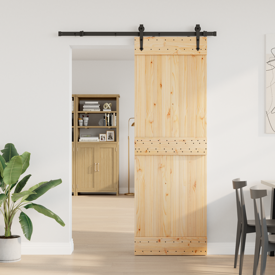 Sliding Door NARVIK Natural and Black 80 x 210 cm (152.5 cm)