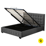 Levede Fabric Bed Frame Queen Tufted Dark Grey - Low Angle