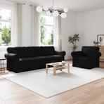 Sofa Set 2 pcs Black Fabric