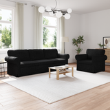 Sofa Set 2 pcs Black 245 x 82 x 80 cm Fabric - Front View
