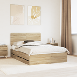 Bed Frame with Drawer Sonoma Oak 150 x 200 cm Engineered Wood - Front View