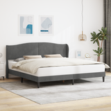 Bed Frame with Headboard Dark Grey 180 x 200 cm Velvet - Front View