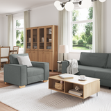 Sofa 3 pcs Dark Grey 220 x 80 x 84 cm Linen-blend fabric - Side View