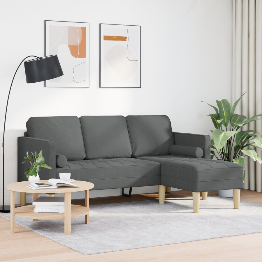 Sofa Set Dark Grey 173 x 131 x 67 cm Polyester