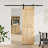 Sliding Door NARVIK Natural and Black 70 x 210 cm (213.5 cm) - Front View