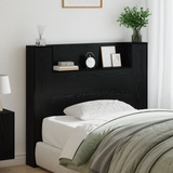 Storage Headboard with LED Black Oak Engineered Wood - Side View