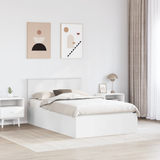 Bed Frame with Headboard White 135 x 190 cm Engineered Wood - Side View